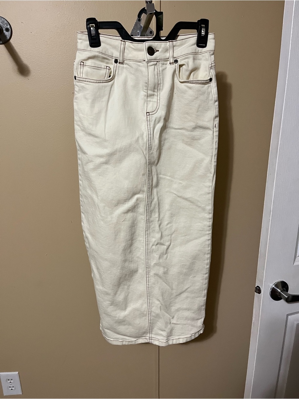 ANTONIO MELANI Cream High-Waist Maxi Denim Skirt